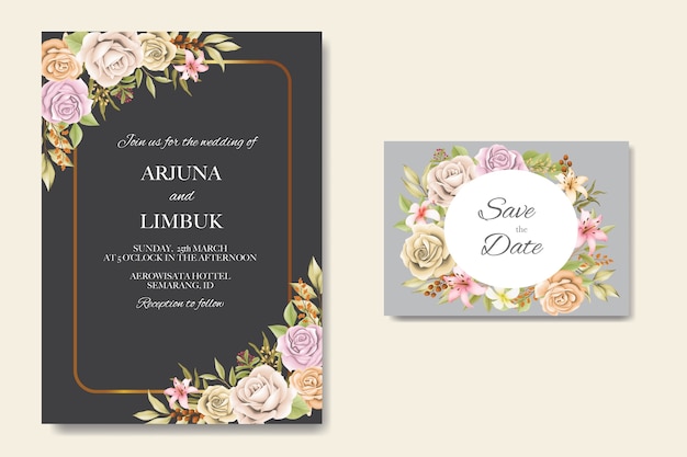 Invitación de boda elegante con flores