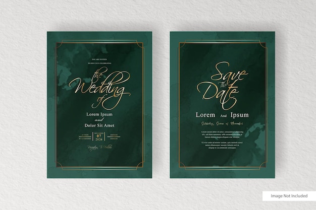 Invitación de boda elegante con fondo de acuarela y splash