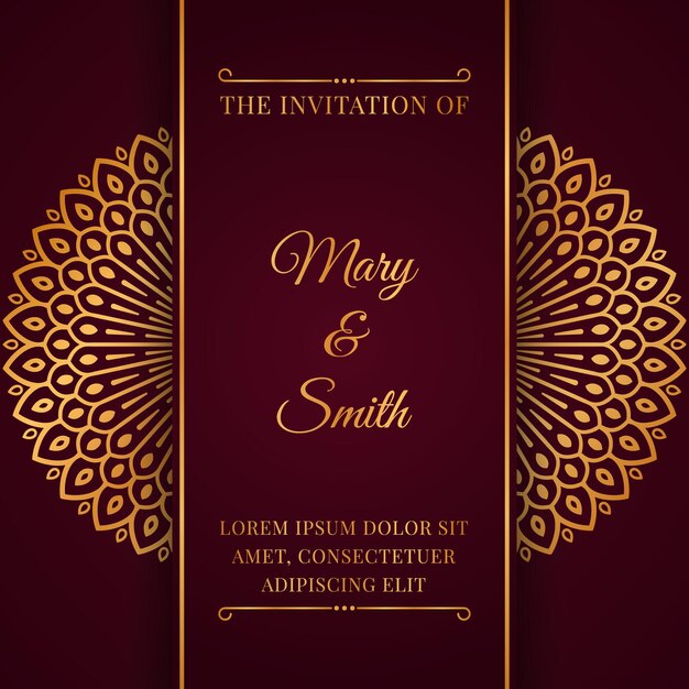 Invitación de boda elegante con mandala