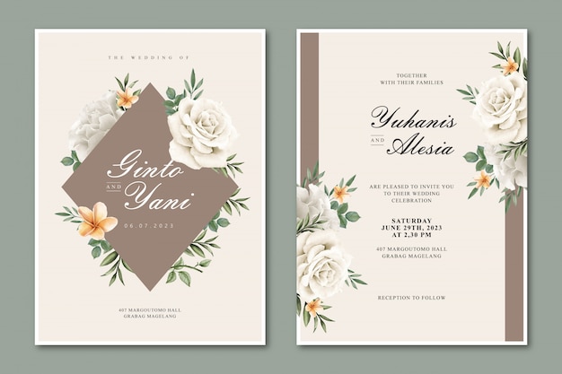 Invitación de boda elegante con marco floral multipropósito