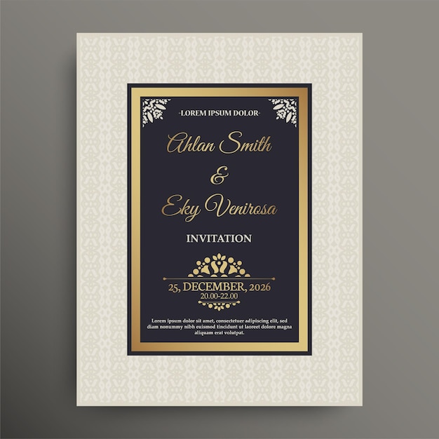 Invitación de boda elegante con motivo estampado