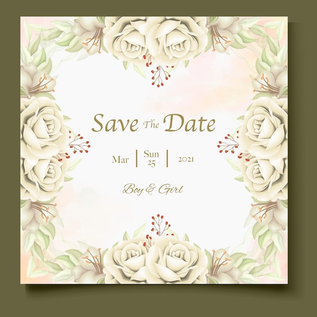 Invitación de boda elegante plantilla floral