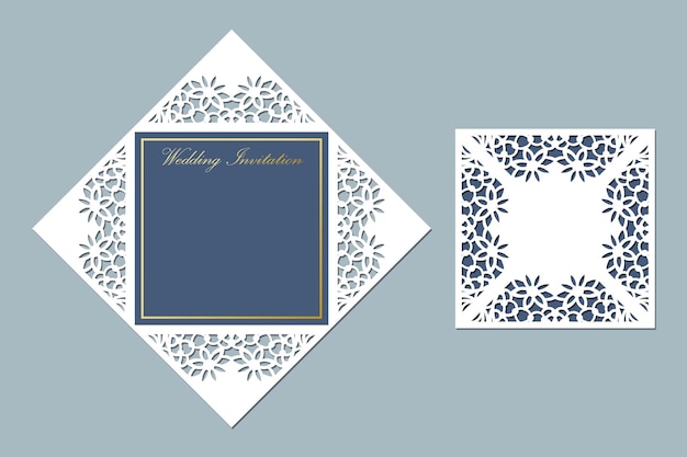 Invitación de boda de encaje cortada con láser plantilla de corte de papel