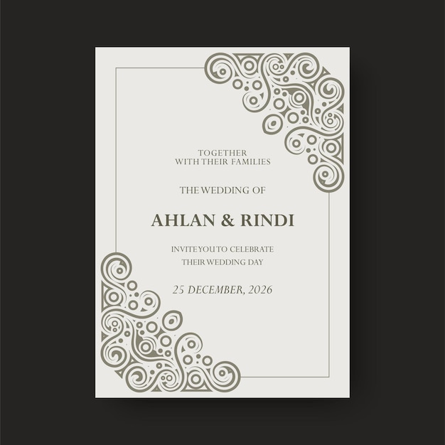 Invitación de boda de época con motivo de patrón