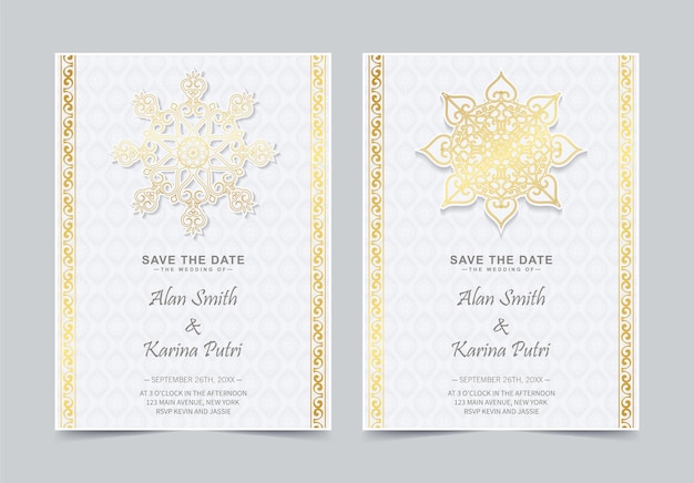 Invitación de boda estilo mandala de lujo
