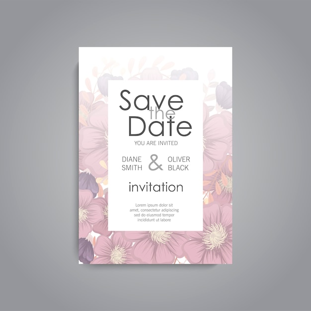 Invitación de boda con flor rosa