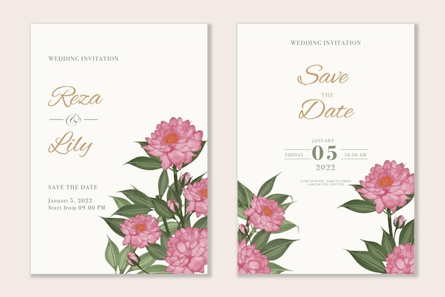 Invitación de boda con flor