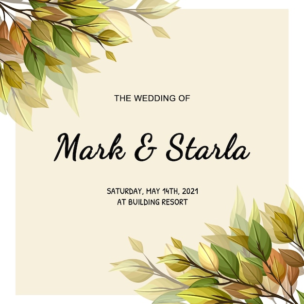 Invitación de boda floral abstracta