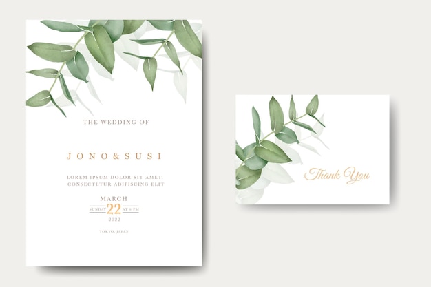 Vector invitación de boda floral acuarela pintada a mano