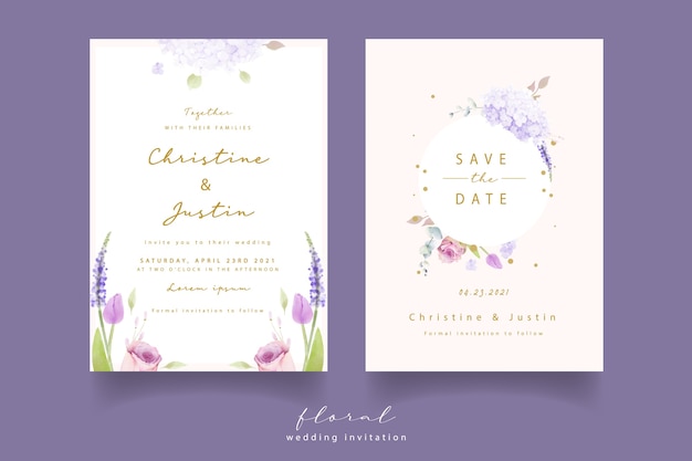 Invitación de boda floral acuarela