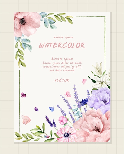 Invitación de boda floral acuarela