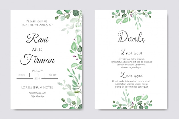 Invitación de boda floral acuarela