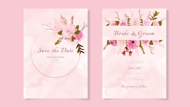 Invitación de boda floral botánica romántica flor gracias rsvp guardar la fecha
