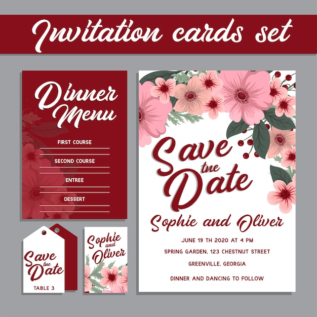 Invitación de boda floral elegante invitar vector de tarjeta