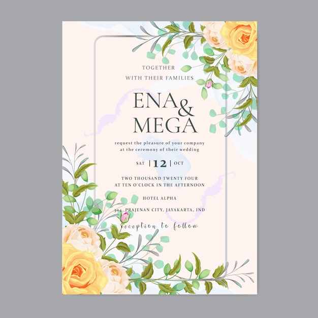 Invitación de boda floral hermosa tamplate