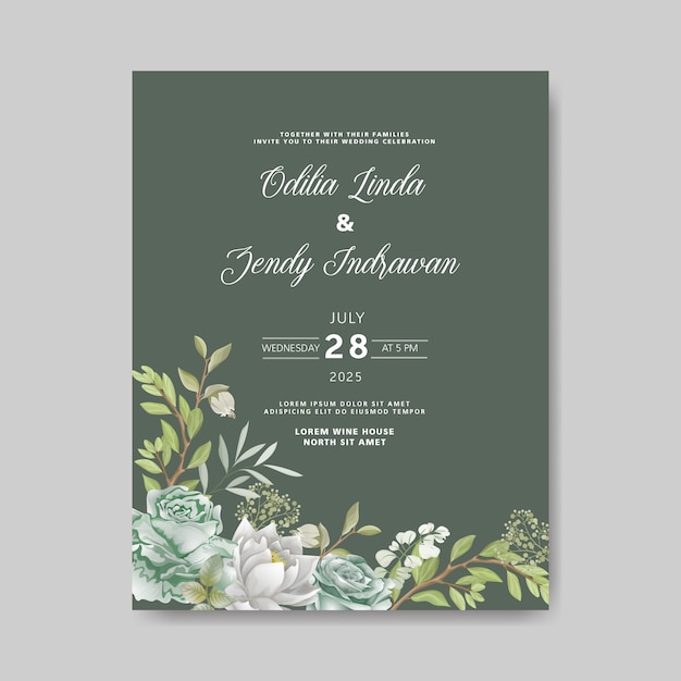 Invitación de boda floral hermosa