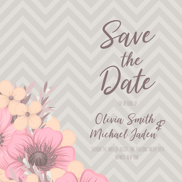 Invitación de boda floral hermosa