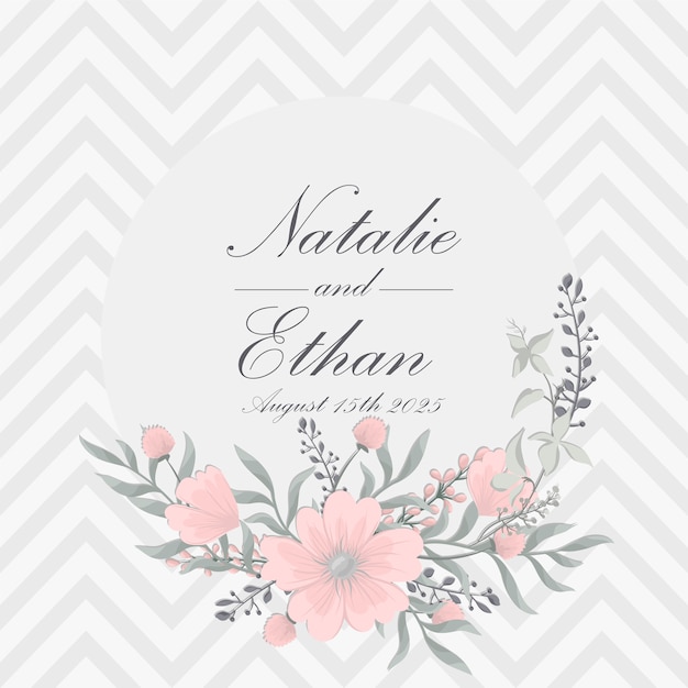 Invitación de boda floral hermosa