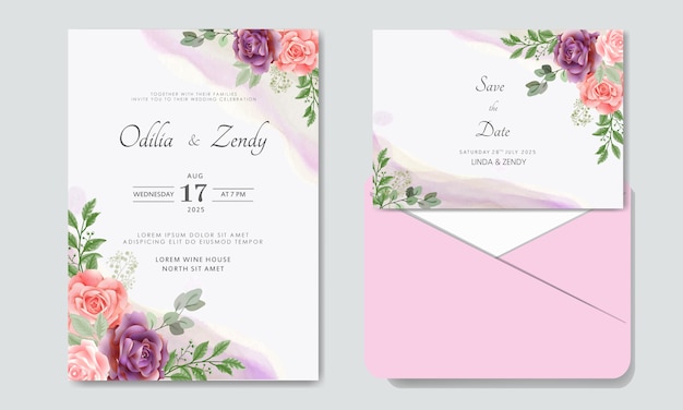 Invitación de boda floral de lujo y belleza