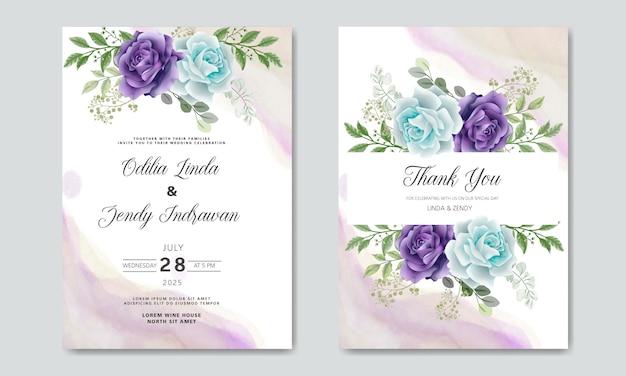 Invitación de boda floral de lujo y belleza