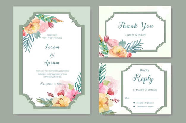 invitación de boda floral con marcos