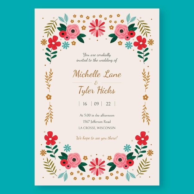 Invitación de boda floral orgánica