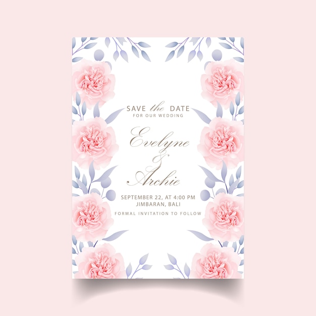 Vector invitación de boda floral rosas