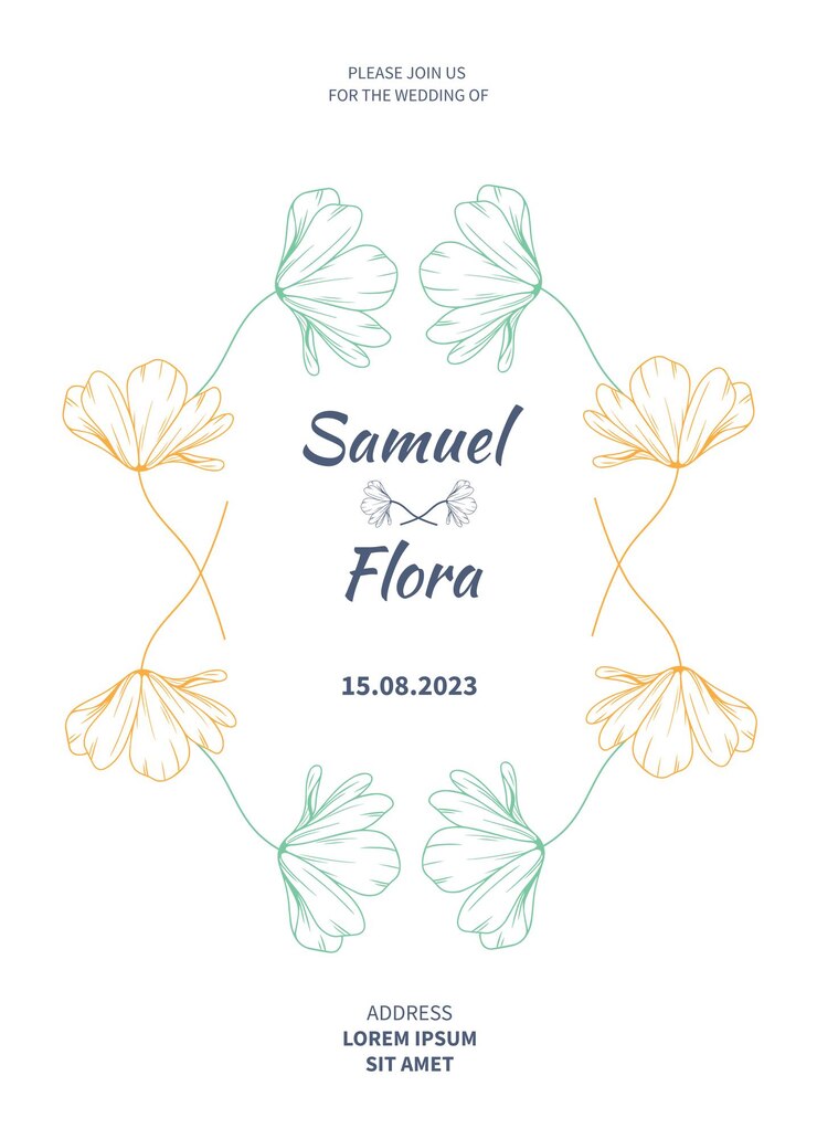 Invitación de boda floreciente