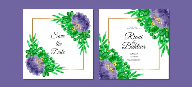 Invitación de boda con flores de acuarela