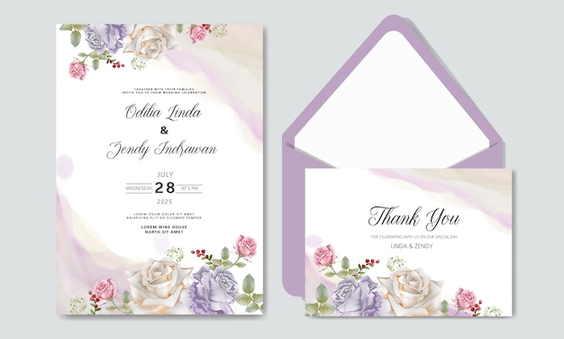 Invitación de boda con flores bonitas