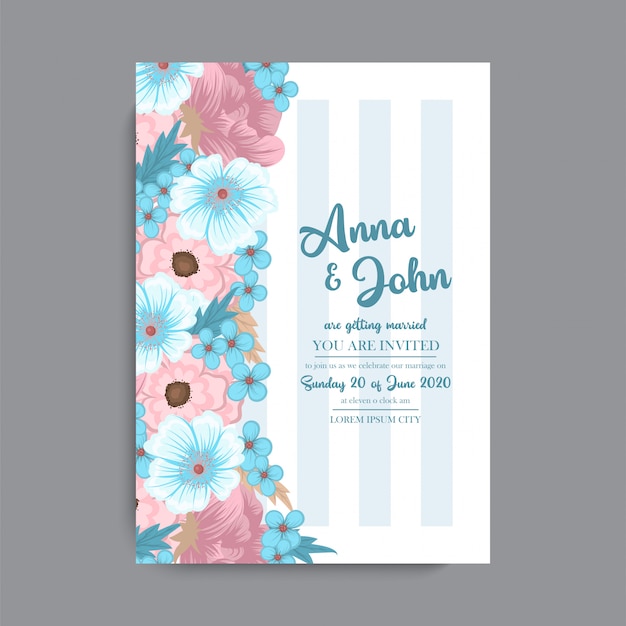 Vector invitación de boda con flores de colores.