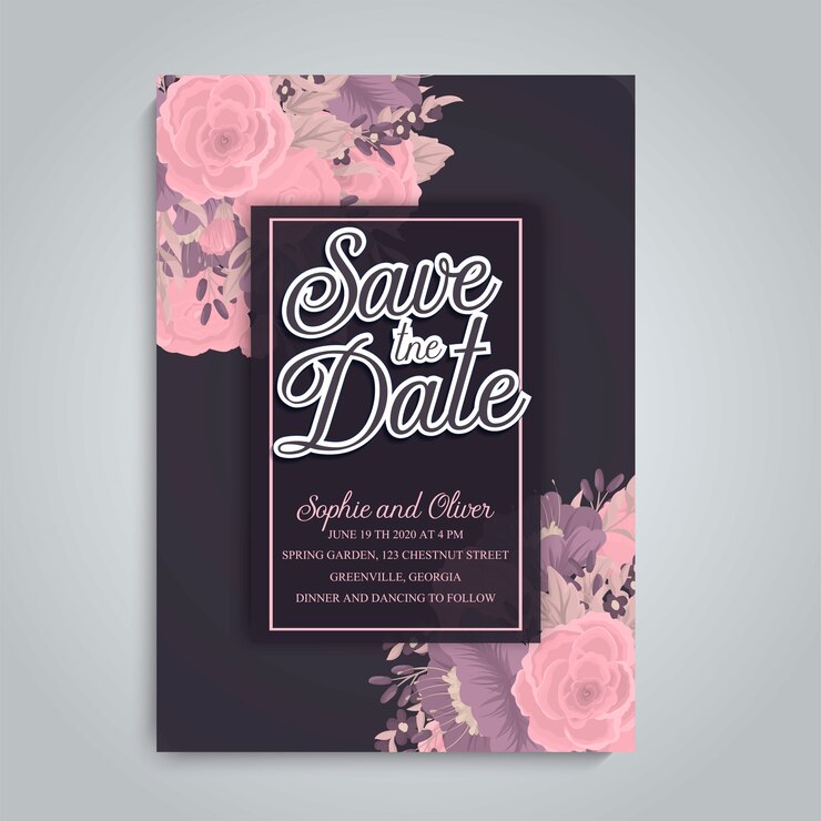 Vector invitación de boda con flores de colores