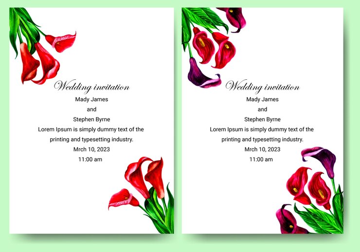 Invitación de boda Flores Fondo floral Flores tropicales Hojas verdes