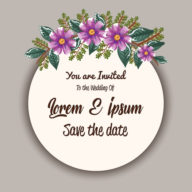 Invitación de boda con flores.