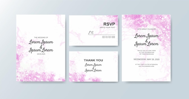 Invitación de boda con fondo abstracto de acuarela