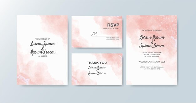 Invitación de boda con fondo abstracto de acuarela