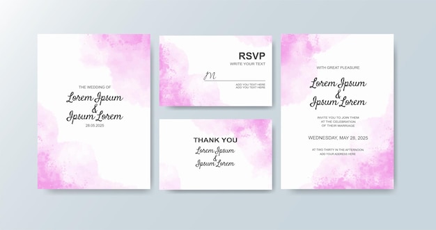Invitación de boda con fondo abstracto de acuarela