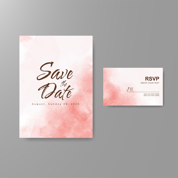 Invitación de boda con fondo abstracto de acuarela