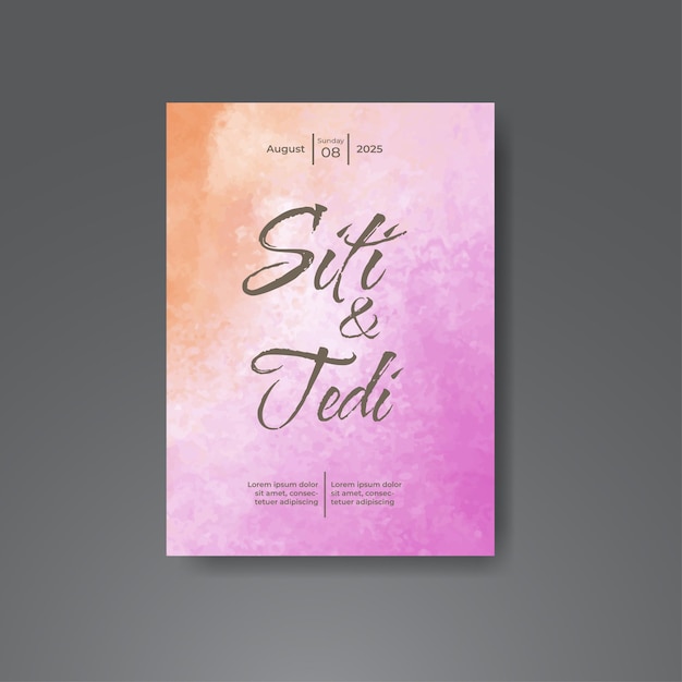Invitación de boda con fondo abstracto de acuarela