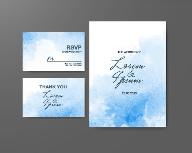 Invitación de boda con fondo abstracto de acuarela