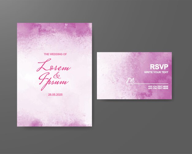Invitación de boda con fondo abstracto de acuarela