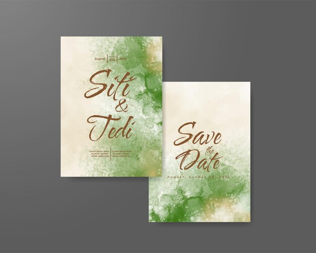 Invitación de boda con fondo abstracto de acuarela