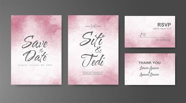 Invitación de boda con fondo abstracto de acuarela