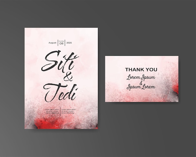 Invitación de boda con fondo abstracto de acuarela