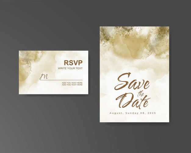 Invitación de boda con fondo abstracto de acuarela