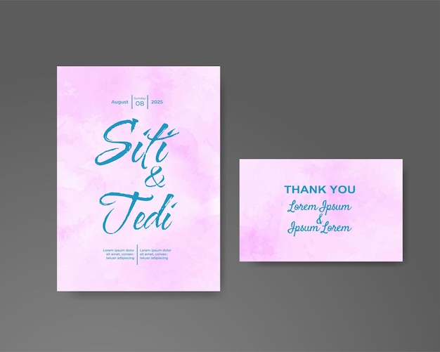 Invitación de boda con fondo abstracto de acuarela