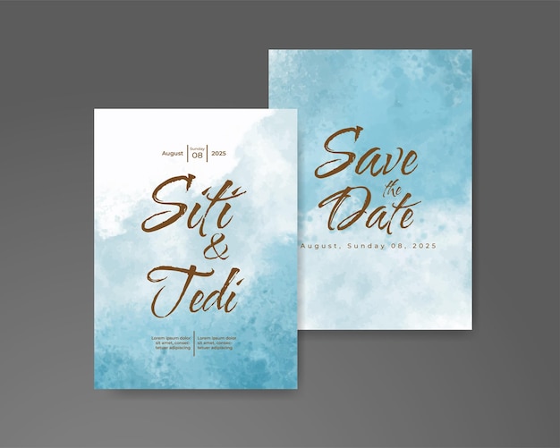 Invitación de boda con fondo abstracto de acuarela