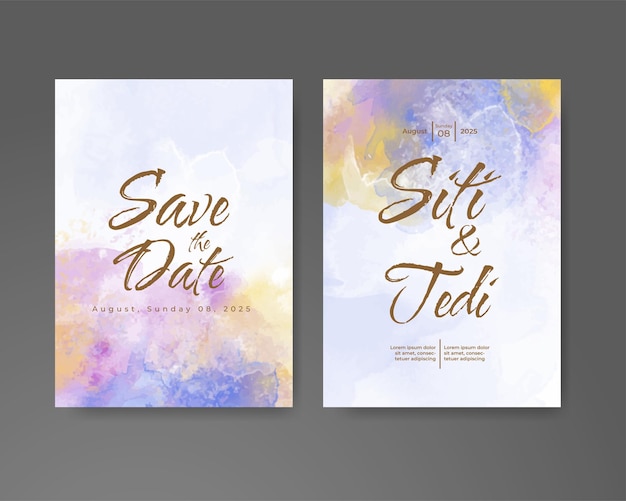 Invitación de boda con fondo abstracto de acuarela