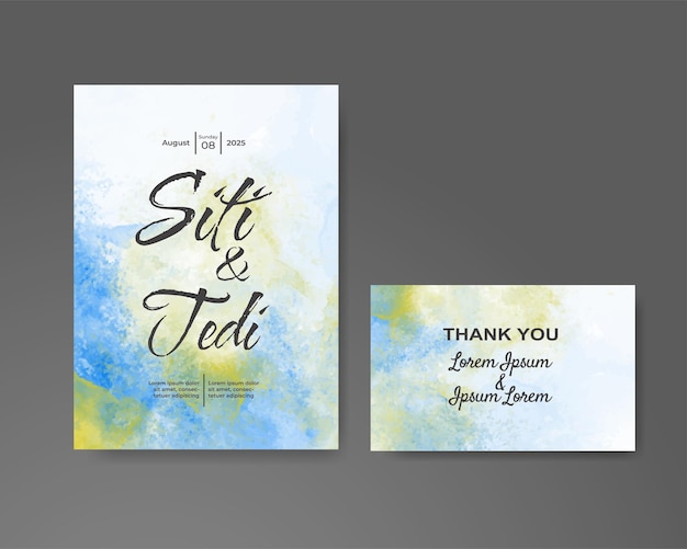 Invitación de boda con fondo abstracto de acuarela