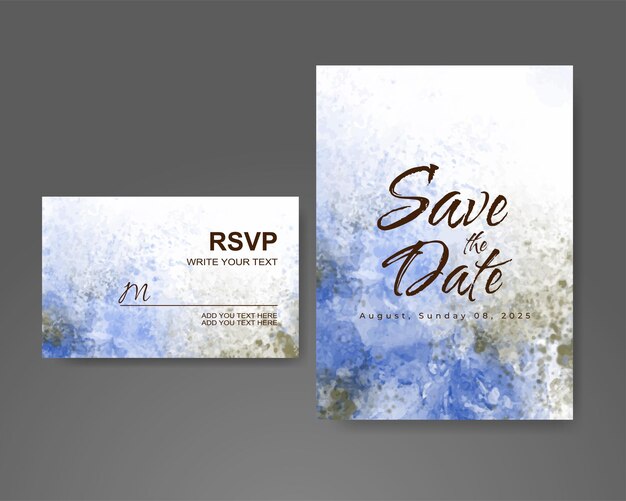 Invitación de boda con fondo abstracto de acuarela